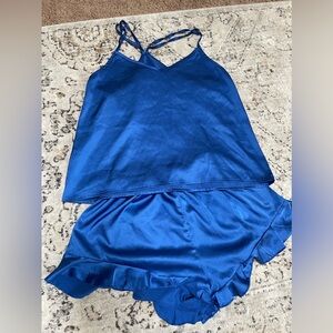 royal blue lingerie silky sleep set